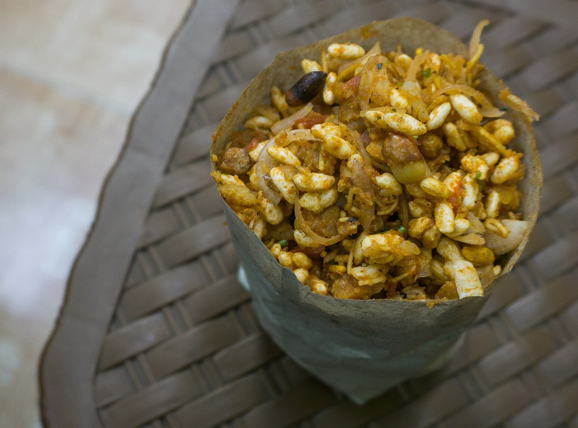 Jhalmuri in a paper cone